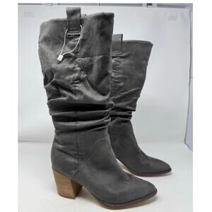 Brand New Report Women's 6.5 Tariq Black Leather Mid Calf Heeled Boots